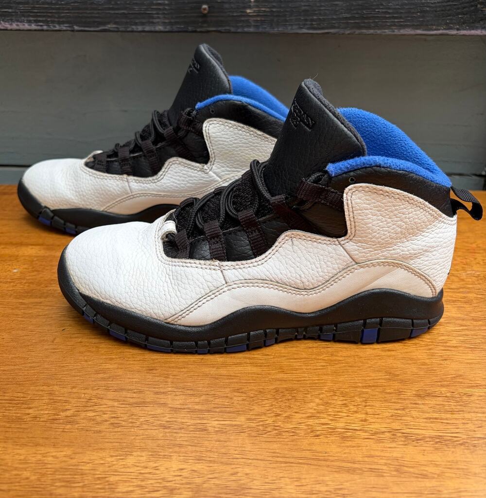 Air Jordan 10 Retro BG Orlando Youth Size 3Y White Black Blue 310806-108